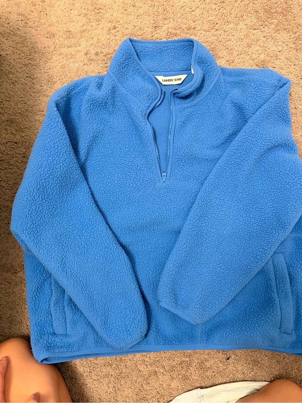 Lands' End Blue Sherpa Half-Zip Pullover